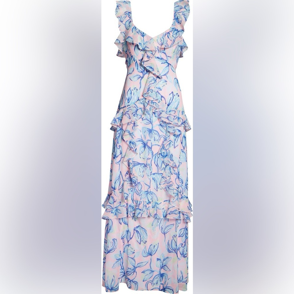 Lilly Pulitzer Riland Ruffle Maxi Dress Size 2 - Picture 8 of 8